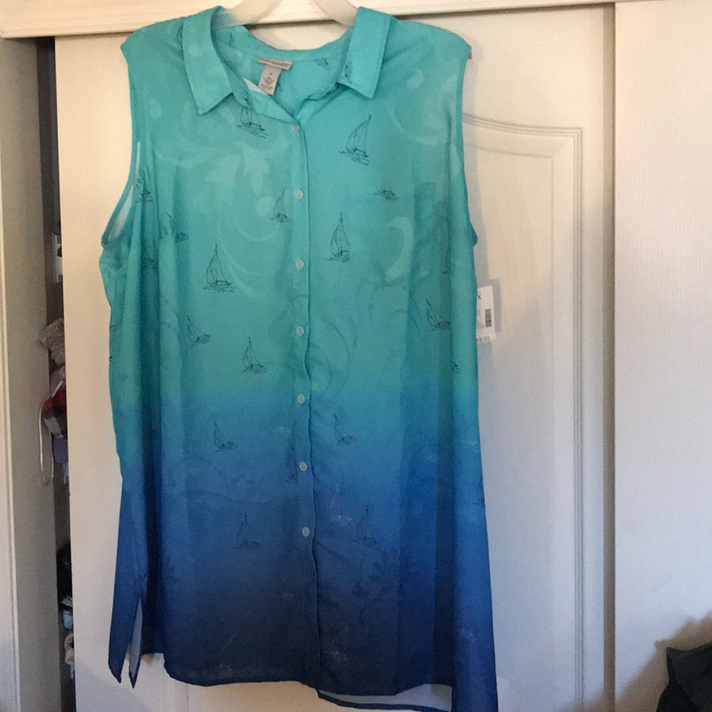 NWOT sz 2x sailboat blouse from Catherine’s. FINAL SALE